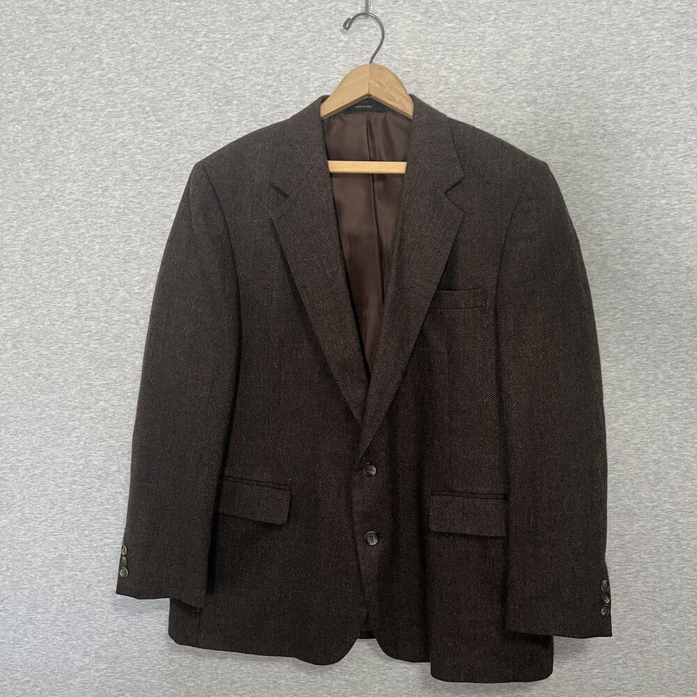 Vintage Haggar Blazer Mens 46 Wool Herringbone Tweed Jacket Made USA Classic